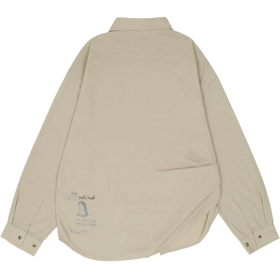R13(アールサーティーン) - SHREDDED SEAM DROP NECK SHIRT KHAKI