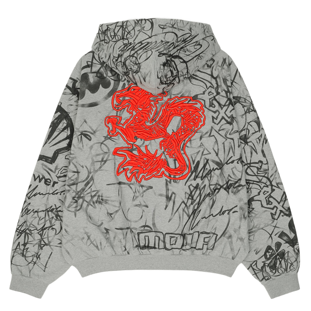 Mowalola (モワローラ) - GRAFITTI TRACK TOP GREY ジップパーカー