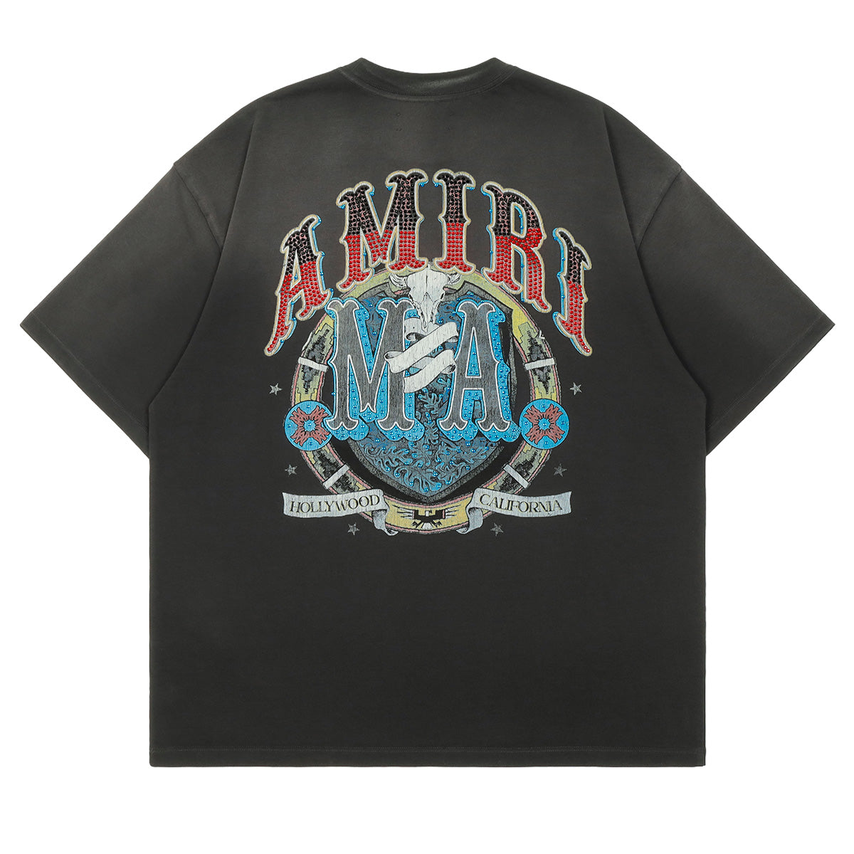 AMIRI - CRYSTAL AMIRI HOLLYWOOD OS TEE - BLACK - T-SHIRT - cherry fukuoka