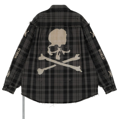 MASTERMIND WORLD<br>DAMAGED REVERSIBLE PLAID SHIRT