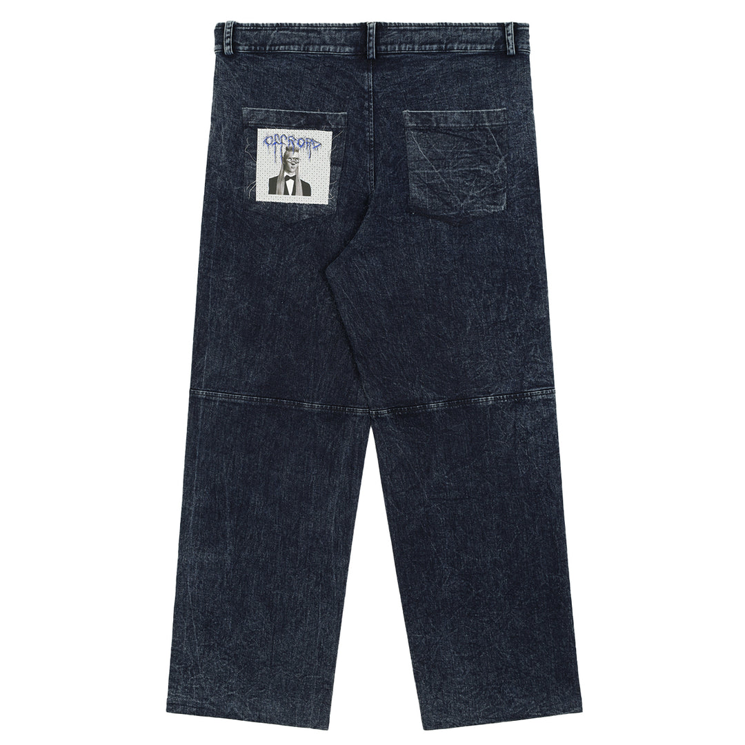 Takashi Murakami / kaikai kiki - Flower Jacquard Denim Baggy Pants