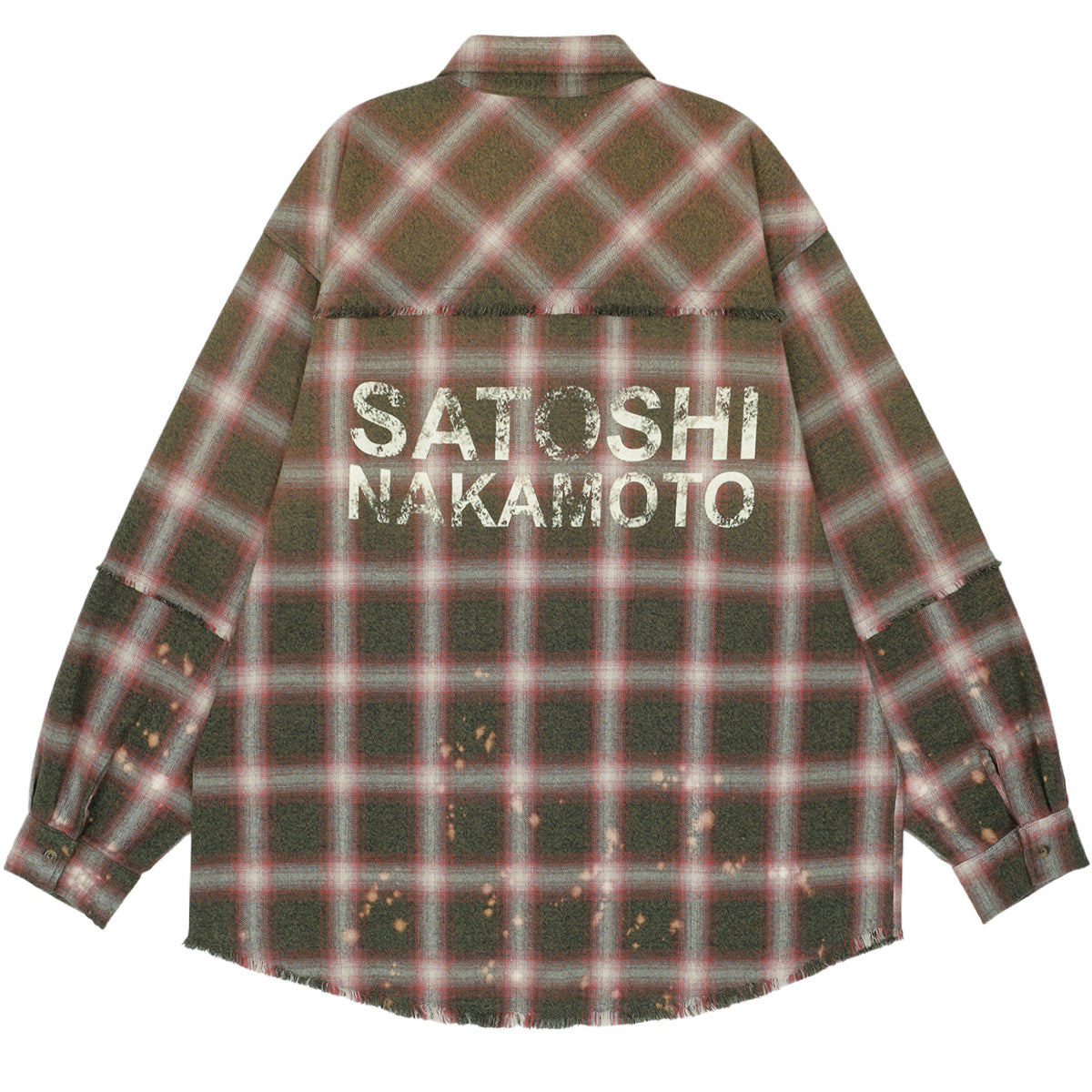 SATOSHI NAKAMOTO - PATCHWORK FLANNEL - BURGUNDY GREEN - SHIRT - cherry fukuoka