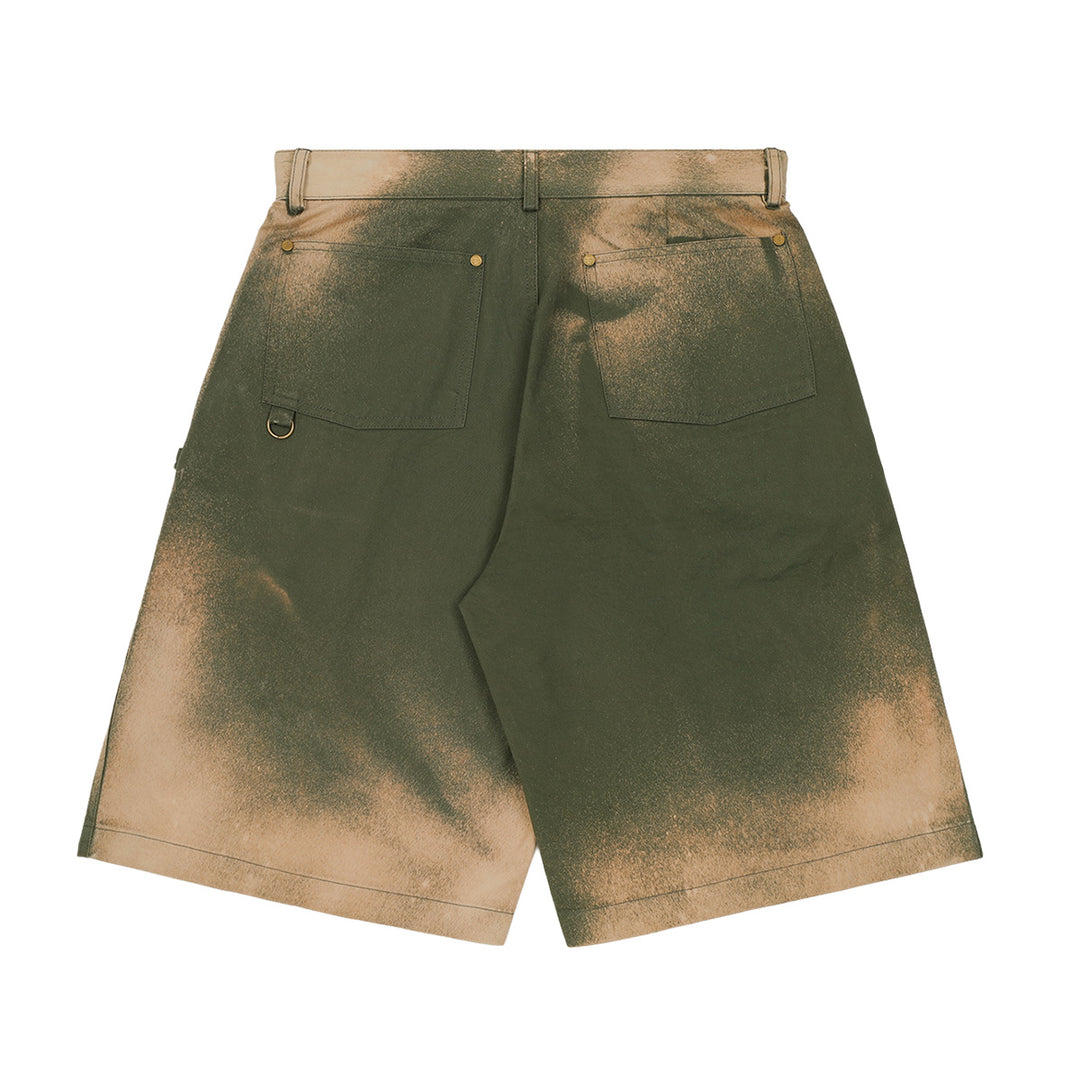 LES SIX(レ・シス) - DYED FRONT ZIP SHORTS KHAKI ハーフ・ショート