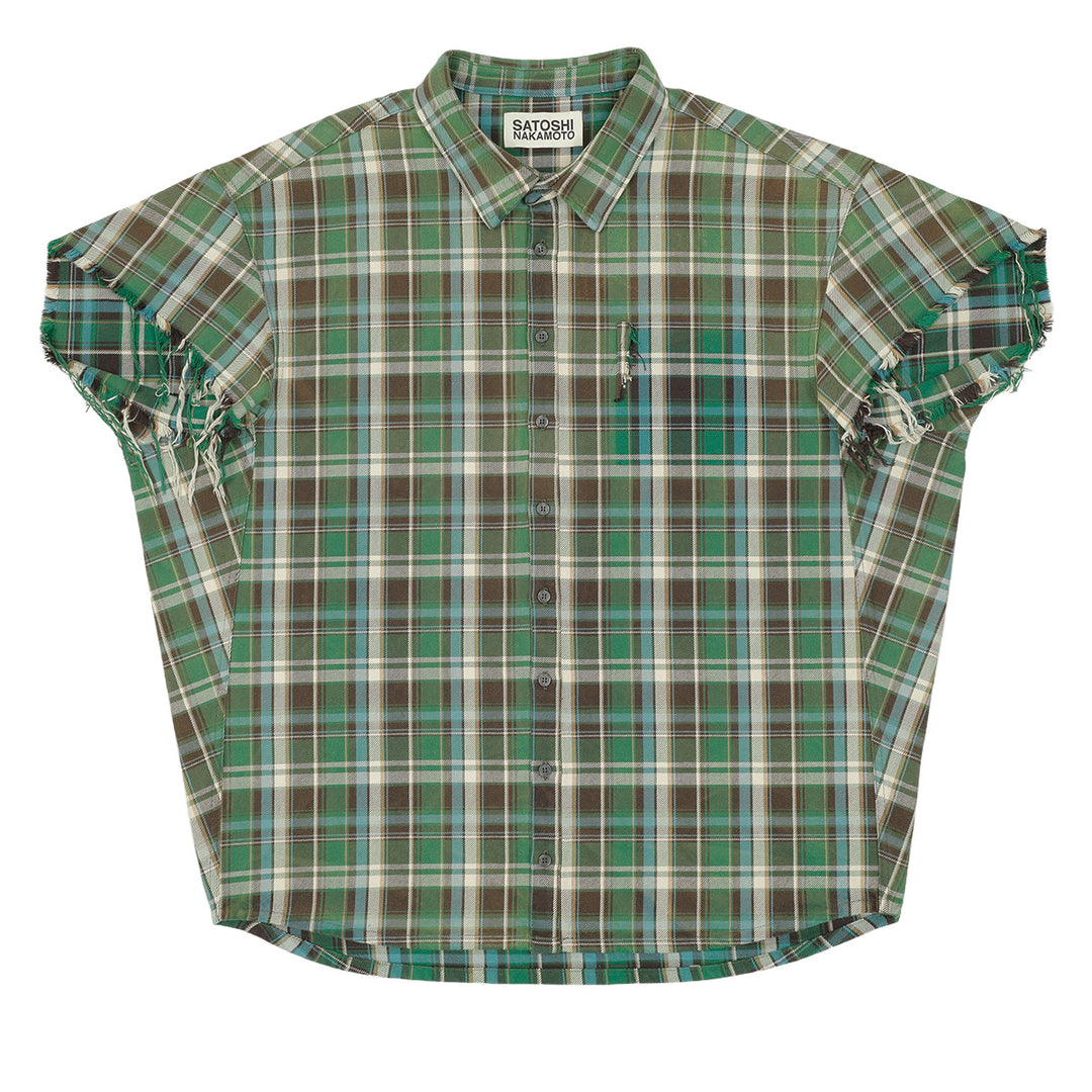 SATOSHI NAKAMOTO (サトシナカモト) - BENDER CUT OFF FLANNEL GREEN