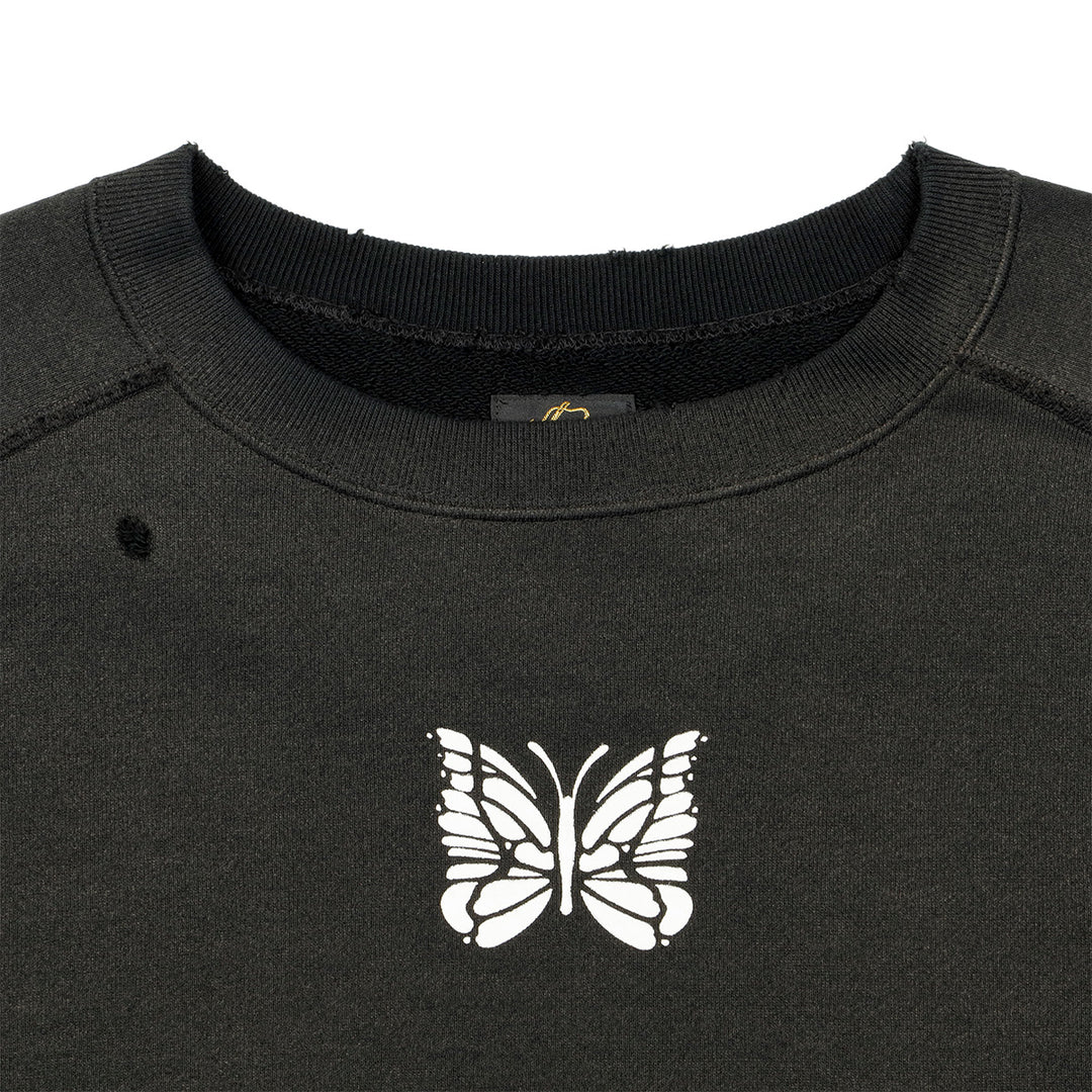Needles (ニードルズ) - DECONSTRUCTED SWEAT SHIRT BLACK クルー