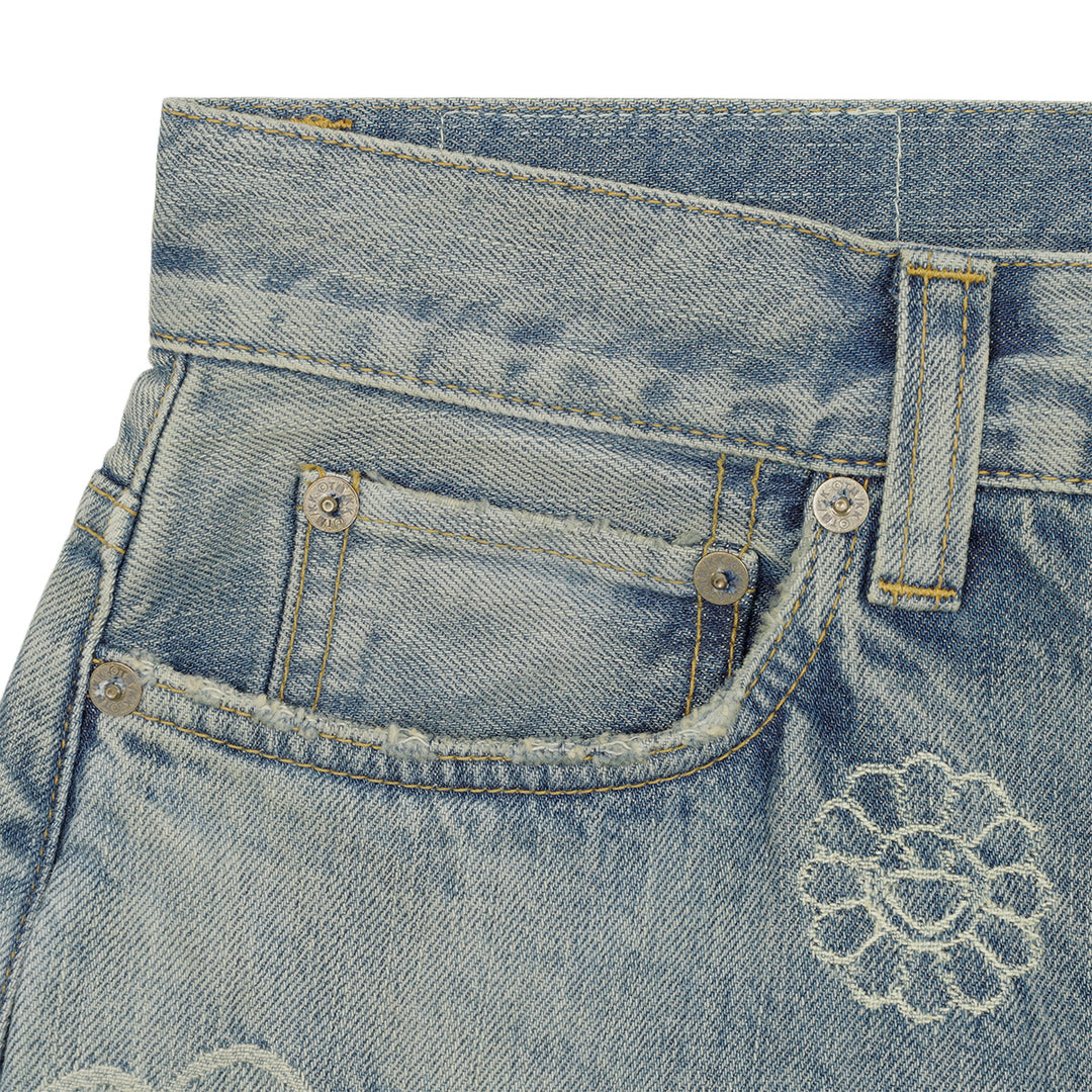 Takashi Murakami / kaikai kiki - Flower Jacquard Denim Baggy Pants