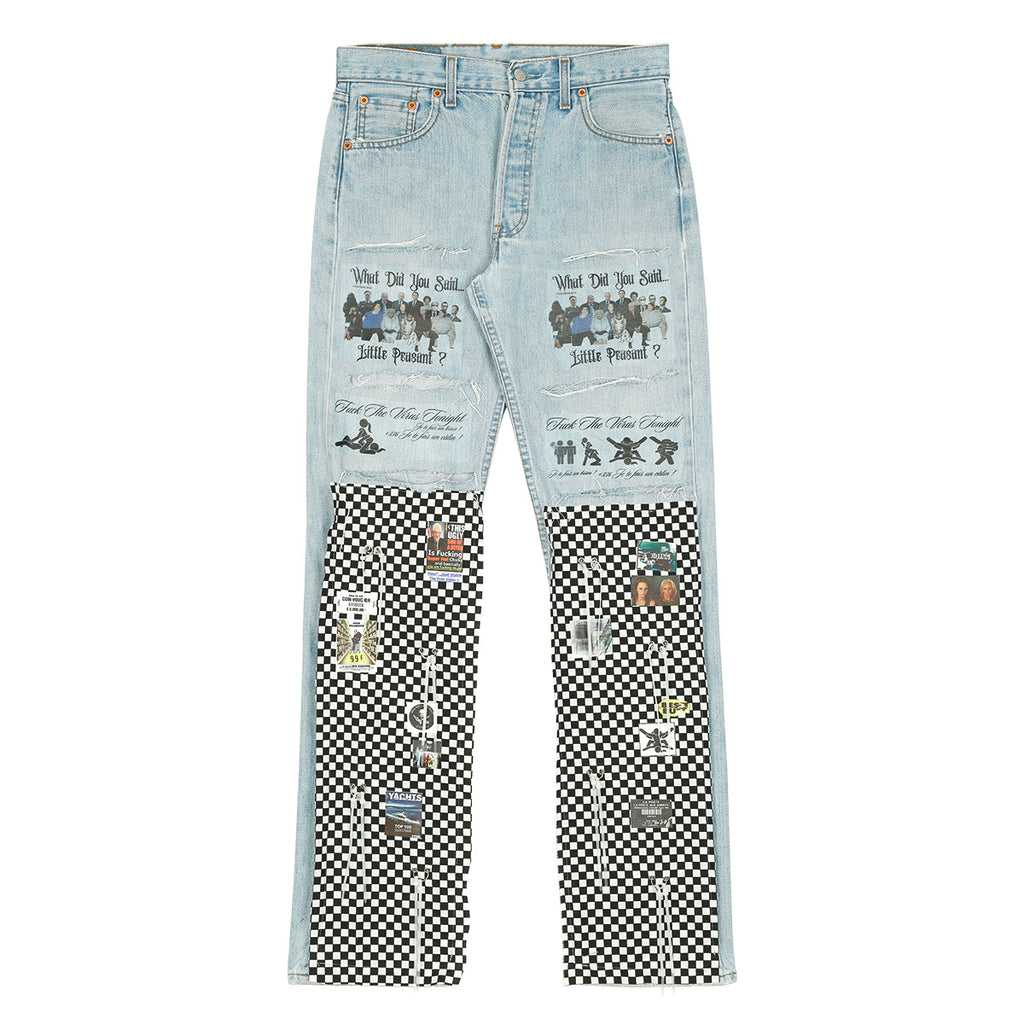 Flowers and Skulls Jacquard Denim Pants