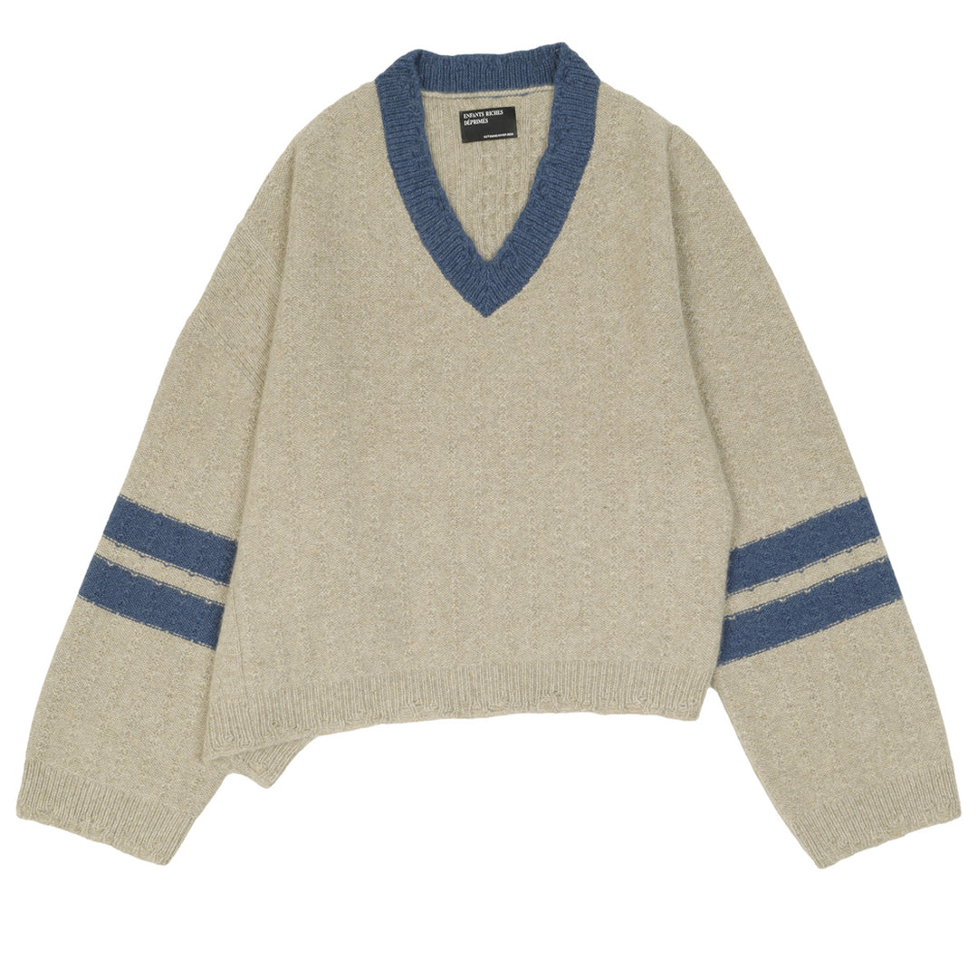 ENFANTS RICHES DEPRIMES (アンファン・リッシュ・デプリメ) - COLLEGIATE STRIPES ASYMMETRICAL  SWEATER ニット | cherry オンライン公式通販 – cherry fukuoka