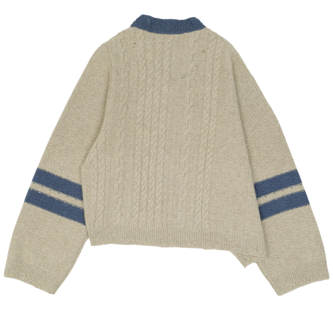 ENFANTS RICHES DEPRIMES (アンファン・リッシュ・デプリメ) - COLLEGIATE STRIPES ASYMMETRICAL  SWEATER ニット | cherry オンライン公式通販 – cherry fukuoka