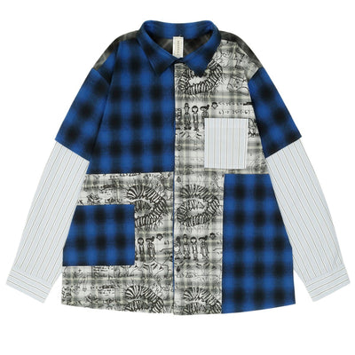 FLANNEL PATCH LAYER BUTTON DOWN SHIRT - cherry fukuoka - WESTFALL - SHIRT