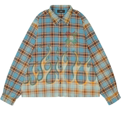 MA QUAD BLEACHED FLANNEL - cherry fukuoka - AMIRI - SHIRT