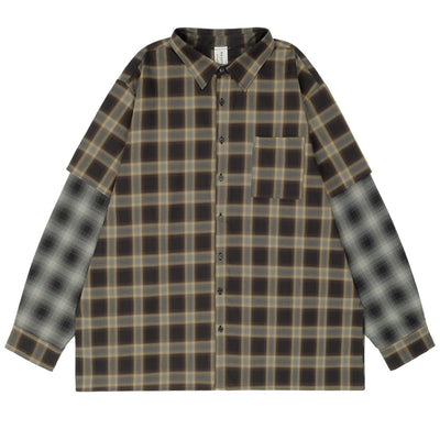 PLAID LAYERED SHIRT - cherry fukuoka - WESTFALL - SHIRT