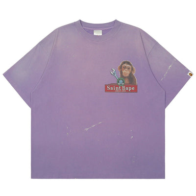 ©SAINT M×××××× × A BATHING APE®<br>SMC36 HOUSE BAPE_SS T-SHIRT - cherry fukuoka - ©SAINT M×××××× - T-SHIRT