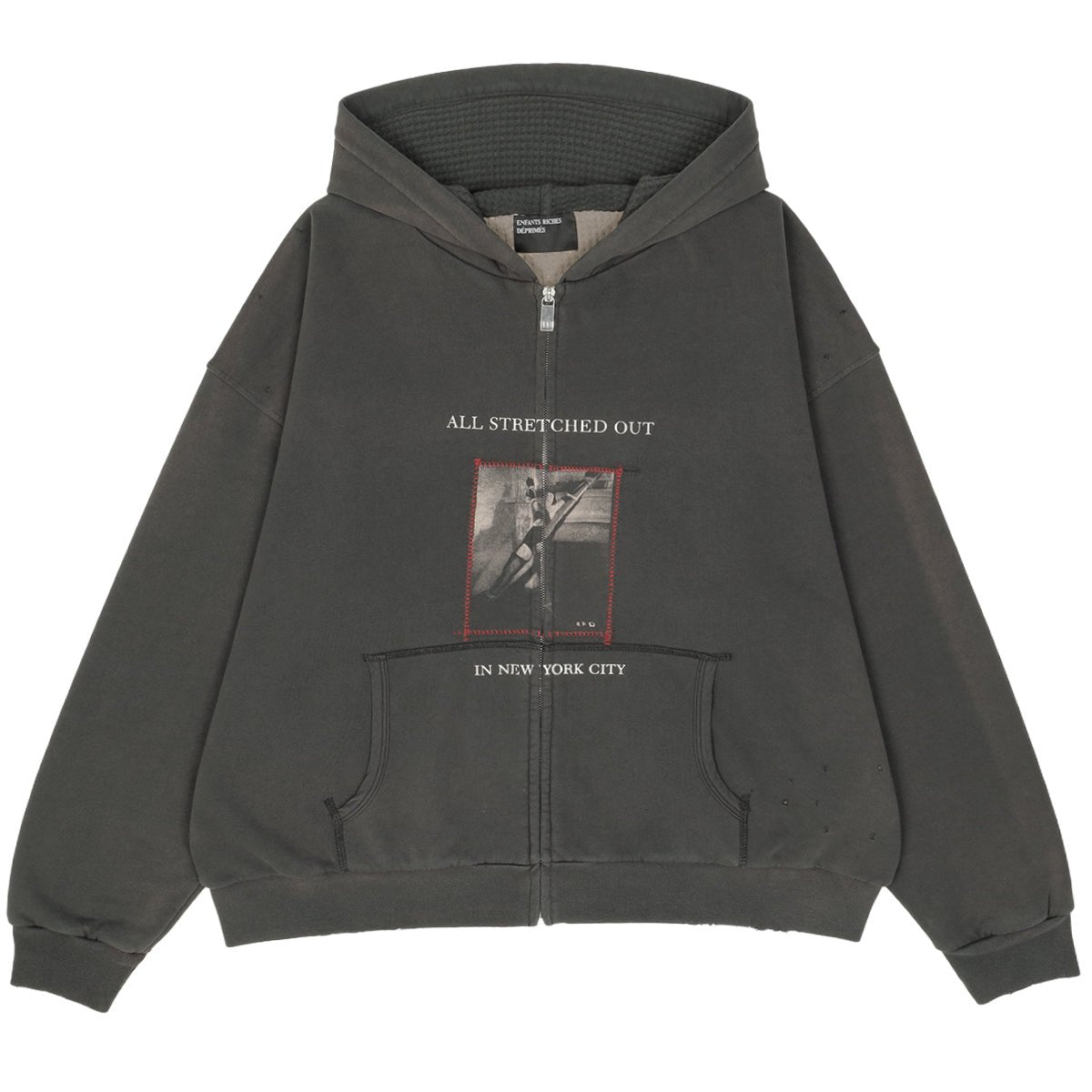 STRETCHED OUT THERMAL LINED LINED ZIP UP HOODIE - cherry fukuoka - ENFANTS RICHES DEPRIMES - HOODIE