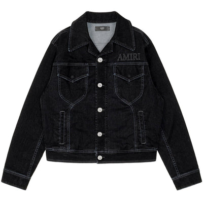 VINTAGE CUT FLOCK DENIM JACKET - cherry fukuoka - AMIRI - JACKET